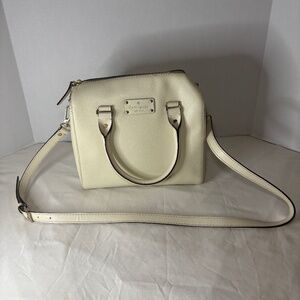 Kate Spade Wellesley Alessa Leather Satchel Handbag Crossbody Strap Cream/Ivory